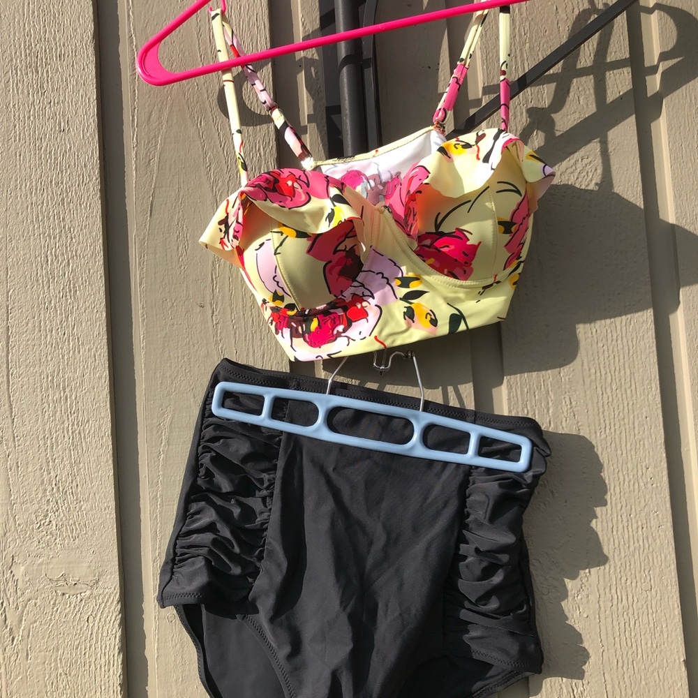 1950s style two-piece swimsuit.